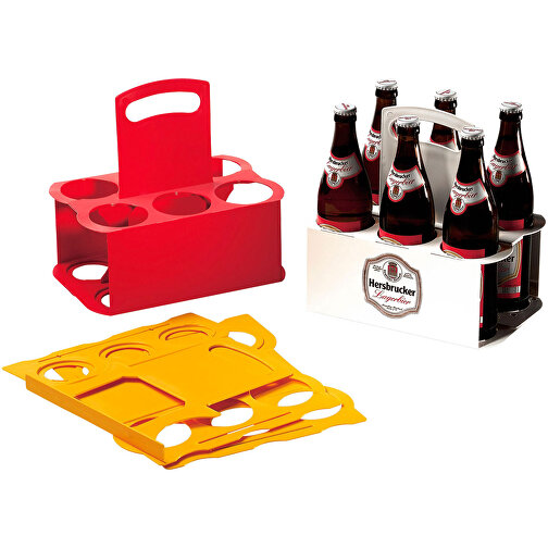 Bierflaschenträger 'Take 6' , standard-rot, Kunststoff, 27,00cm x 25,70cm x 17,40cm (Länge x Höhe x Breite), Bild 2