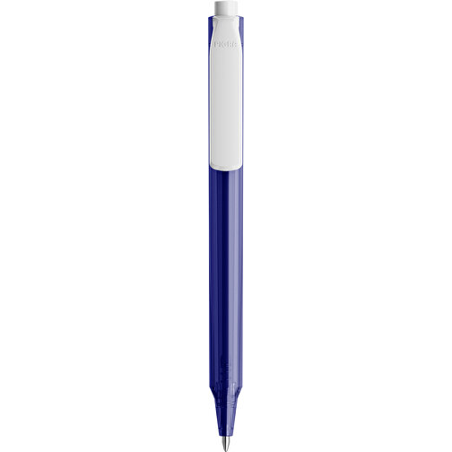 Pigra P04 Push Kugelschreiber , blau / weiß, ABS-Kunststoff, 14,10cm x 1,40cm (Länge x Breite), Bild 3