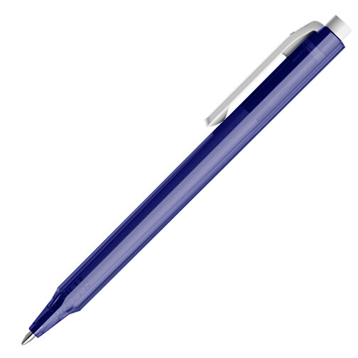 Pigra P04 Push Kugelschreiber , blau / weiß, ABS-Kunststoff, 14,10cm x 1,40cm (Länge x Breite), Bild 4