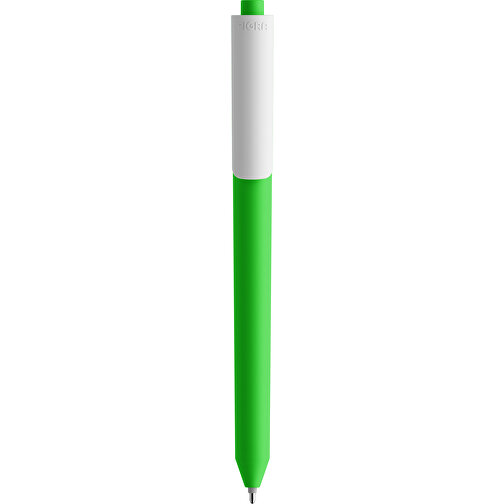 Pigra P03 Soft Touch Push Kugelschreiber , grün / weiß, ABS-Kunststoff, 14,00cm x 1,30cm (Länge x Breite), Bild 3