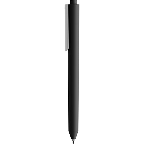 Pigra P03 Push Kugelschreiber , schwarz / weiss, ABS-Kunststoff, 14,00cm x 1,30cm (Länge x Breite), Bild 1
