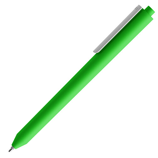 Pigra P03 Push Kugelschreiber , grün / weiss, ABS-Kunststoff, 14,00cm x 1,30cm (Länge x Breite), Bild 4