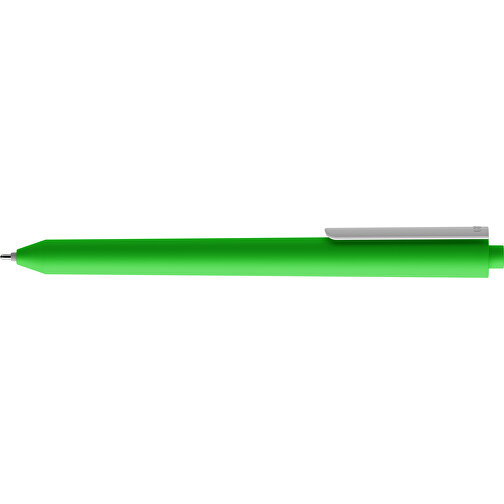 Pigra P03 Push Kugelschreiber , grün / weiß, ABS-Kunststoff, 14,00cm x 1,30cm (Länge x Breite), Bild 5