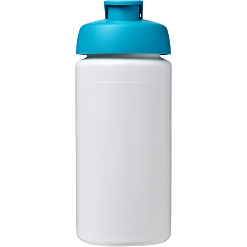 Baseline® Plus Grip 500 Ml Sportflasche Mit Klappdeckel , weiß / aquablau, HDPE Kunststoff, PP Kunststoff, 18,50cm (Höhe), Bild 3
