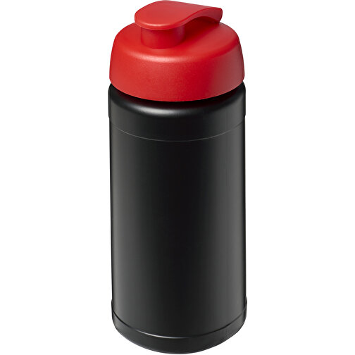 Baseline® Plus 500 Ml Sportflasche Mit Klappdeckel , schwarz / rot, HDPE Kunststoff, PP Kunststoff, 18,50cm (Höhe), Bild 1