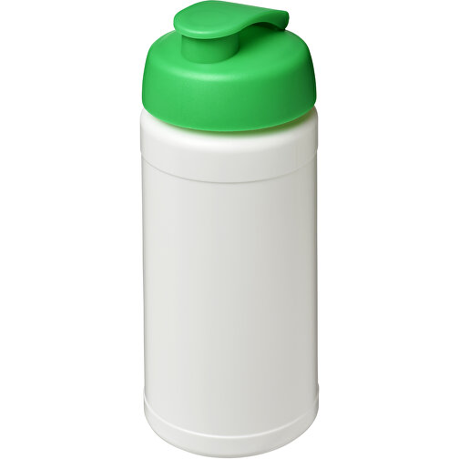 Baseline® Plus 500 Ml Sportflasche Mit Klappdeckel , weiß / grün, HDPE Kunststoff, PP Kunststoff, 18,50cm (Höhe), Bild 1