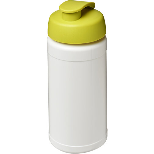 Baseline® Plus 500 Ml Sportflasche Mit Klappdeckel , weiß / limone, HDPE Kunststoff, PP Kunststoff, 18,50cm (Höhe), Bild 1