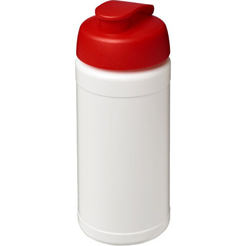 Baseline® Plus 500 Ml Sportflasche Mit Klappdeckel , weiss / rot, HDPE Kunststoff, PP Kunststoff, 18,50cm (Höhe), Bild 1