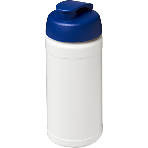 Baseline® Plus 500 Ml Sportflasche Mit Klappdeckel , weiss / blau, HDPE Kunststoff, PP Kunststoff, 18,50cm (Höhe), Bild 1