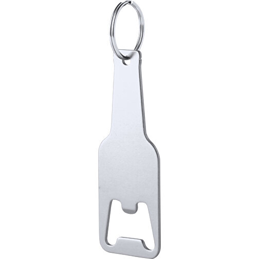 Schlüsselanhänger Flaschenöffner CLEVON , silber, Aluminium, 3,00cm x 0,20cm x 8,90cm (Länge x Höhe x Breite), Bild 1