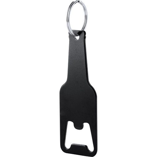 Schlüsselanhänger Flaschenöffner CLEVON , schwarz, Aluminium, 3,00cm x 0,20cm x 8,90cm (Länge x Höhe x Breite), Bild 1