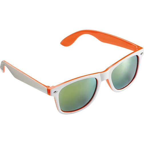 Sonnenbrille Jeffrey, Zweifarbig UV400 , weiss / orange, Polycarbonat, 14,50cm x 4,80cm x 14,50cm (Länge x Höhe x Breite), Bild 1