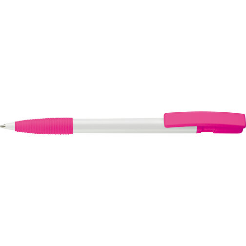 Kugelschreiber Nash Hardcolour Mit Gummigriff , weiß / rosé, ABS, 14,50cm (Länge), Bild 3
