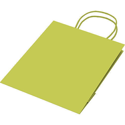 Mittlere Papiertasche Im Eco Look 120g/m² , hellgrün, Papier, 24,00cm x 30,00cm x 10,00cm (Länge x Höhe x Breite), Bild 3