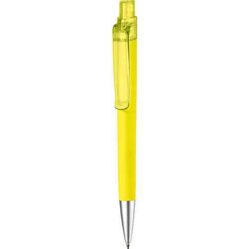 Kugelschreiber Triago Gummiert , neongelb, ABS, 14,50cm (Länge), Bild 1