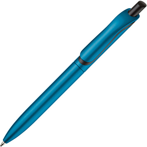 Kugelschreiber Click-Shadow Metallic , hellblau, ABS, 14,30cm (Länge), Bild 2