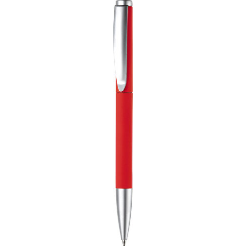 Kugelschreiber Modena Gummiert , rot, Aluminium, 14,00cm (Länge), Bild 1