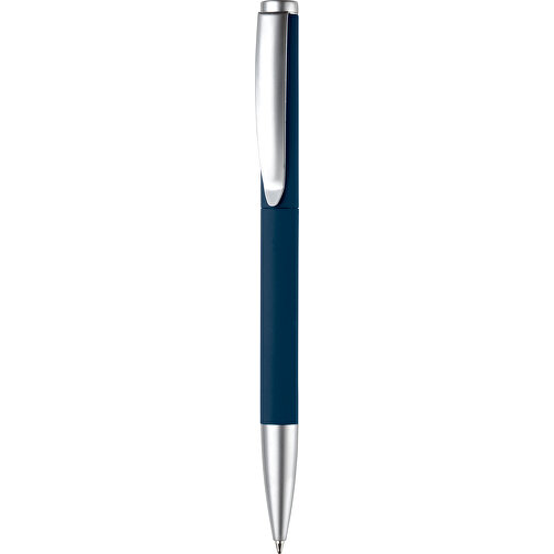 Kugelschreiber Modena Gummiert , dunkelblau, Aluminium, 14,00cm (Länge), Bild 1