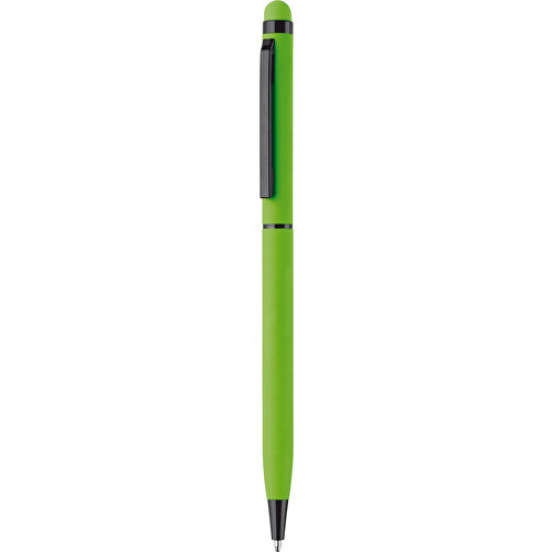 Kugelschreiber Stylus Metall Gummiert , hellgrün, Aluminium & Metall, 13,60cm (Länge), Bild 1