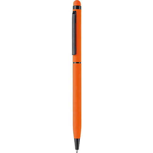 Kugelschreiber Stylus Metall Gummiert , orange, Aluminium, Metall, 13,60cm (Länge), Bild 1