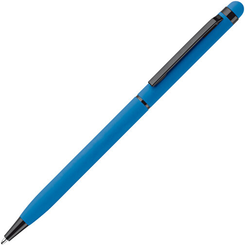 Kugelschreiber Stylus Metall Gummiert , blau, Aluminium, Metall, 13,60cm (Länge), Bild 2