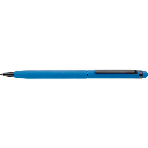 Kugelschreiber Stylus Metall Gummiert , blau, Aluminium, Metall, 13,60cm (Länge), Bild 3