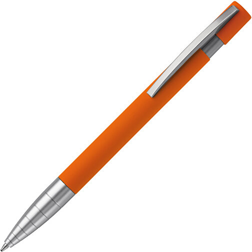 Kugelschreiber Santiago Gummiert , orange, Aluminium & Metall, 14,20cm (Länge), Bild 2