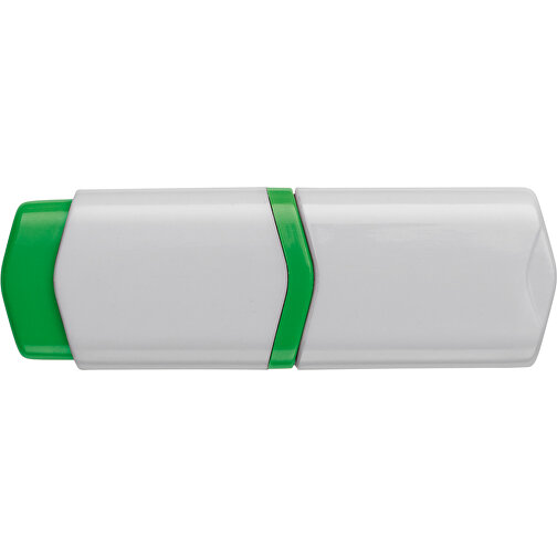 Textmarker Mini , weiss / grün, ABS, 7,50cm x 1,30cm x 2,50cm (Länge x Höhe x Breite), Bild 1
