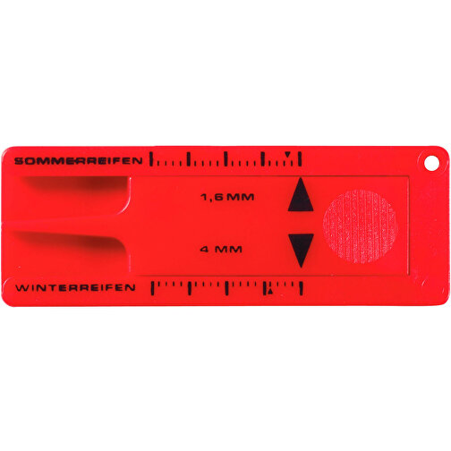 Schlüsselanhänger 'Reifenprofilmesser' , standard-rot, Kunststoff, 6,00cm x 0,40cm x 2,20cm (Länge x Höhe x Breite), Bild 1