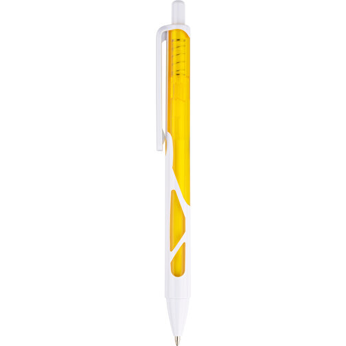 Kugelschreiber Favour Weiss , Promo Effects, weiss / gelb, Kunststoff, 14,20cm (Länge), Bild 2