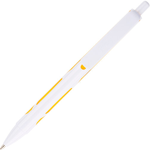 Kugelschreiber Favour Weiß , Promo Effects, weiß / gelb, Kunststoff, 14,20cm (Länge), Bild 4