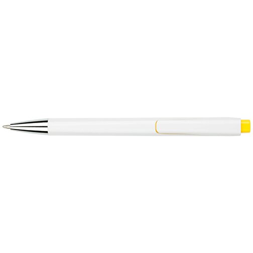 Kugelschreiber Liverpool Weiß , Promo Effects, weiß/gelb, Kunststoff, 14,10cm x 1,00cm x 1,20cm (Länge x Höhe x Breite), Bild 3