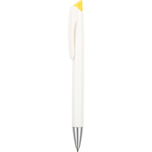 Kugelschreiber Roxi Weiss , Promo Effects, weiss / gelb, Kunststoff, 14,10cm (Länge), Bild 1