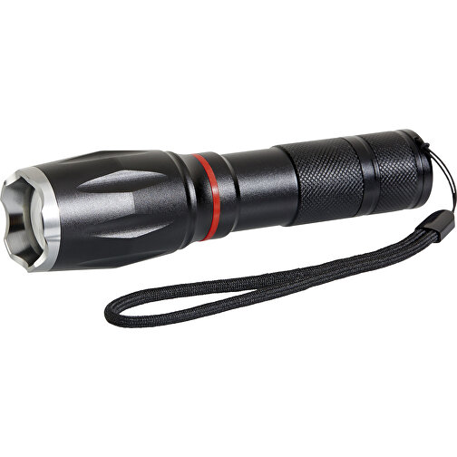Multifunktions Taschenlampe Mit Zoom-Funktion Und Trageschlaufe , schwarz, Aluminium, 15,00cm (Höhe), Bild 5