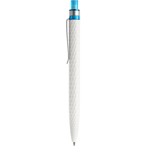 Prodir QS01 PMS Push Kugelschreiber , Prodir, weiß/silber satiniert/cyanblau, Kunststoff/Metall, 14,10cm x 1,60cm (Länge x Breite), Bild 2