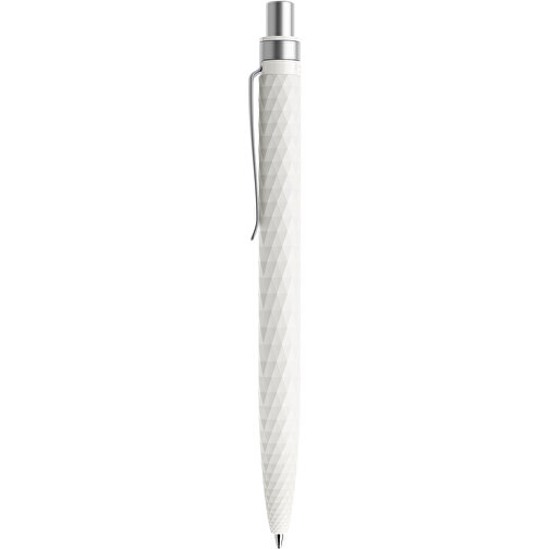 Prodir QS01 PMS Push Kugelschreiber , Prodir, weiss/silber satiniert, Kunststoff/Metall, 14,10cm x 1,60cm (Länge x Breite), Bild 2