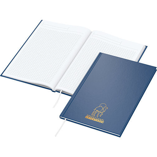 Notebook Memo-Book A5 Bestseller, blu scuro opaco, serigrafia digitale, Immagine 1