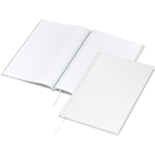 Notesbog Memo-Book A5 Bestseller, mat hvid, digital silketryk, Billede 2