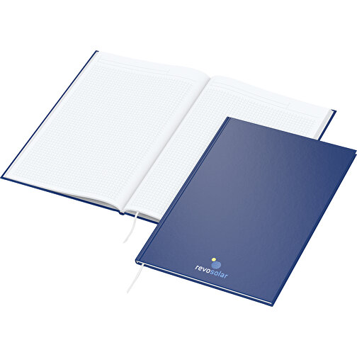 Carnet de notes Memo-Book A4 Bestseller, bleu foncé mat, sérigraphie numérique, Image 1