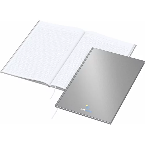 Carnet de notes Memo-Book A4 Bestseller, argent mat, sérigraphie numérique, Image 1