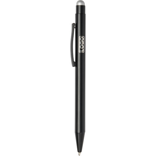 Alu-Kugelschreiber BLACK BEAUTY , schwarz, silber, Aluminium / Kunststoff, 14,00cm (Länge), Bild 1