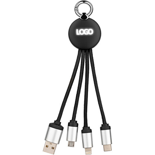 Multifunktions USB-Kabel Light Up , Promo Effects, schwarz, ABS/Metall, 16,50cm x 1,00cm x 5,00cm (Länge x Höhe x Breite), Bild 4