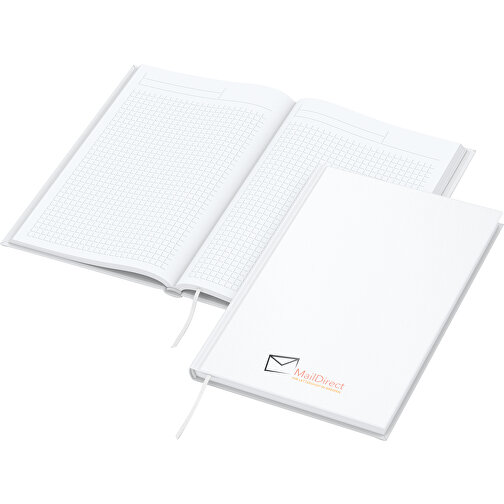 Notizbuch Note-Book Bestseller A5, Matt-weiß , weiß, Hochweißes Schreibpapier 90 g/m², 21,00cm x 14,80cm (Länge x Breite), Bild 1