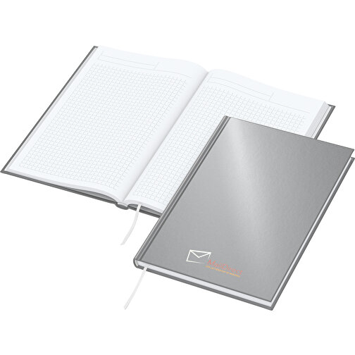 Notebook Note-Book A5 Bestseller, opaco-argento, serigrafia digitale, Immagine 1