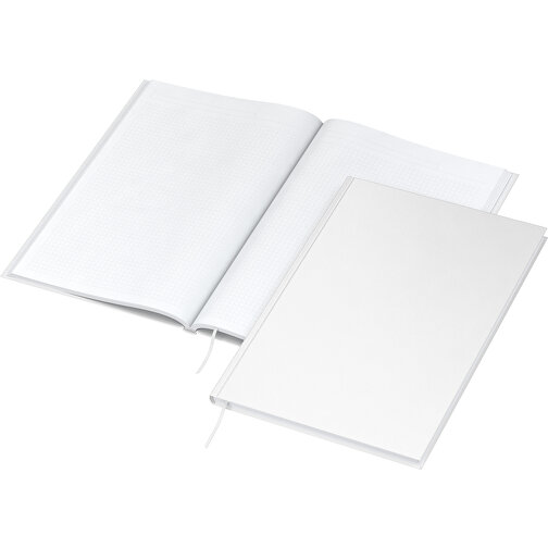 Notizbuch Note-Book Bestseller A4, Matt-weiß , weiß, Hochweißes Schreibpapier 90 g/m², 29,70cm x 21,00cm (Länge x Breite), Bild 2