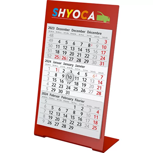 Desktop 3 Color Bestseller calendrier de bureau, 1 an, rouge, Image 1