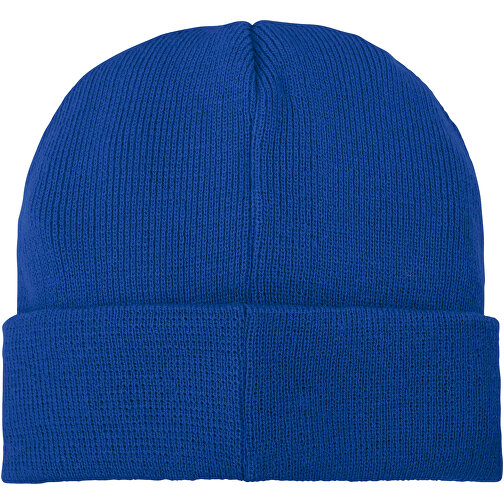 Boreas Mütze Mit Aufnäher , blau, 1x1 Rib Strick 100% Acryl, Contrast fabric, Woven 100% Polyester, 23,00cm x 19,00cm (Höhe x Breite), Bild 4