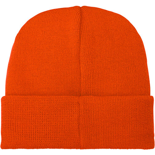 Boreas Mütze Mit Aufnäher , orange, 1x1 Rib Strick 100% Acryl, Contrast fabric, Woven 100% Polyester, 23,00cm x 19,00cm (Höhe x Breite), Bild 4