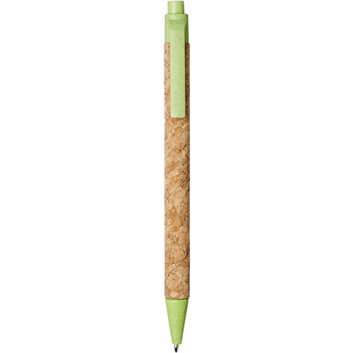 Midar Kugelschreiber Aus Kork Und Weizenstroh , Green Concept, natur / apfelgrün, Kork, Weizenstroh, Kunststoff, 14,00cm (Länge), Bild 1