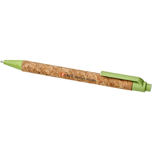 Midar Kugelschreiber Aus Kork Und Weizenstroh , Green Concept, natur / apfelgrün, Kork, Weizenstroh, Kunststoff, 14,00cm (Länge), Bild 4